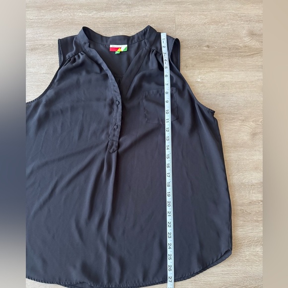 Modcloth Fervour Womens Top Chiffon Black Sleeveless Pocket Shell Button SZ XL - Picture 5 of 5